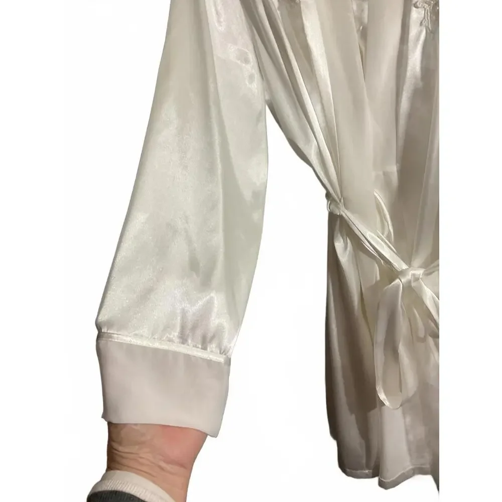 Linea Donatella Satin Robe and Nightie/ Embroidery/Sequins Wedding Bridal S/M - Picture 4 of 15